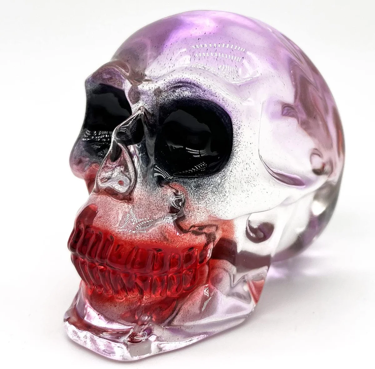 Clear crystal skull figurine, polished K9 glass collectible