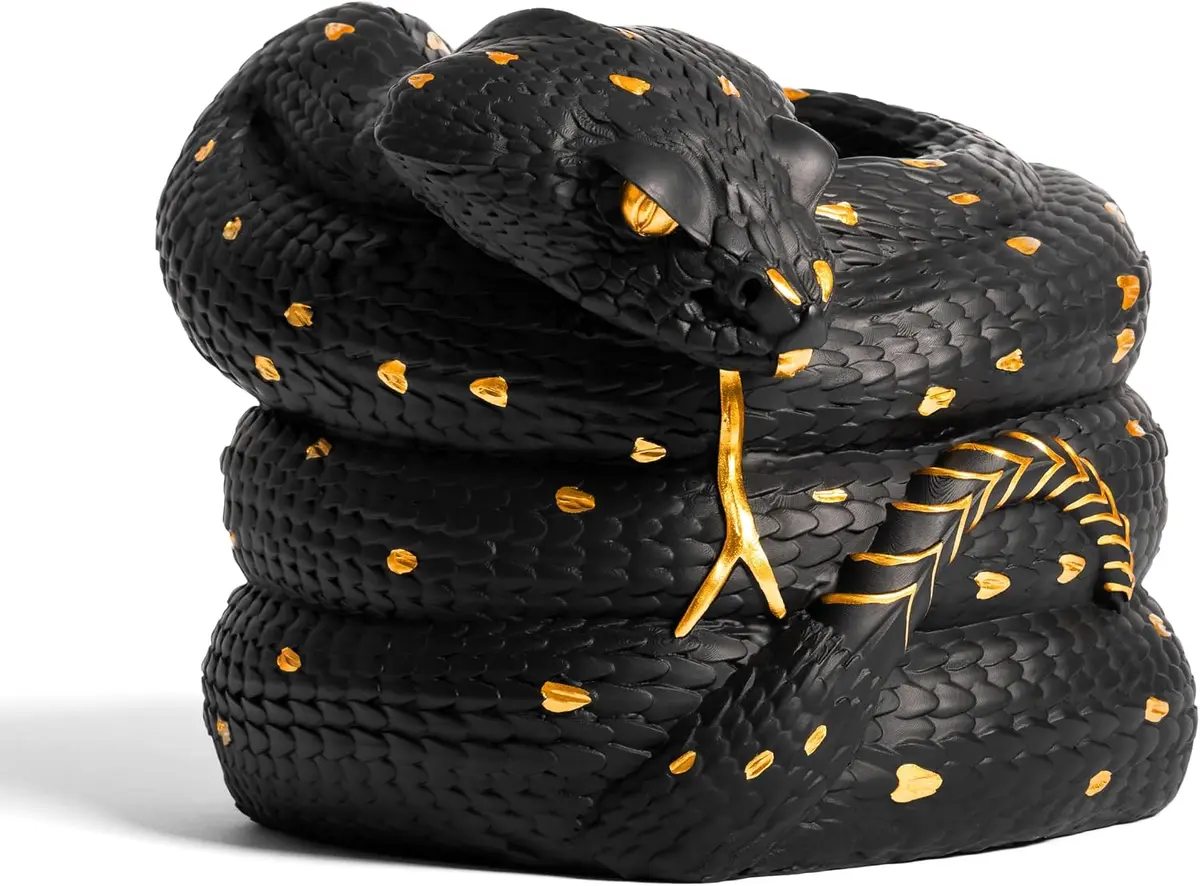 Death Decor Gothic Snake Sculpture — Vase and Bottle Holder with Removable Metal Cup
